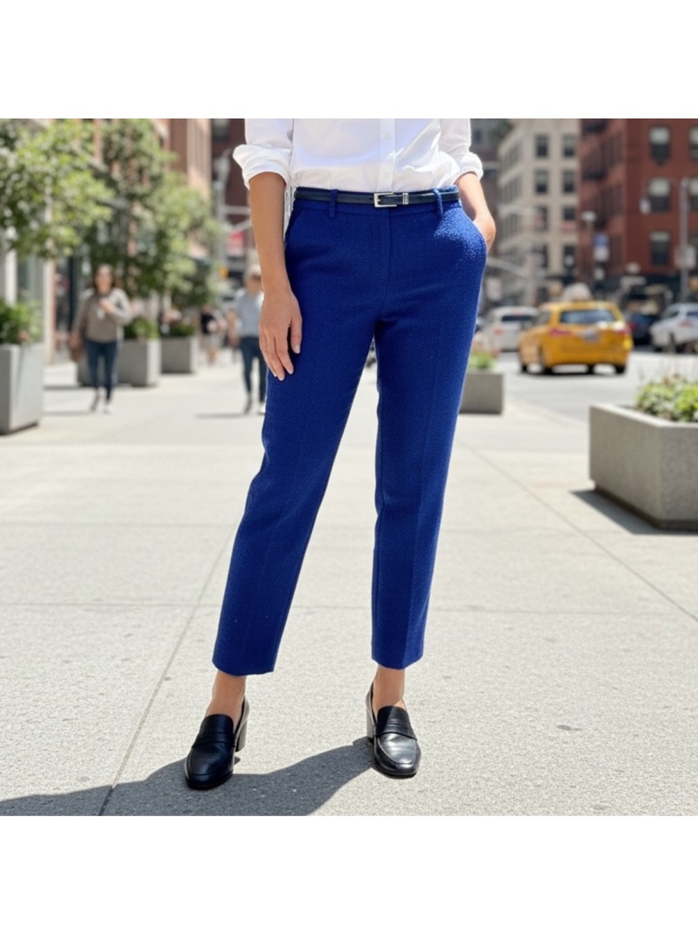J. Crew Textured Cobalt Blue Boucle Pants